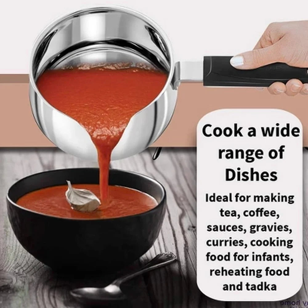 1.5L Stainless Steel Saucepan w/ Glass Lid, Ez-Pour Spout, & Stay-Cool Handle