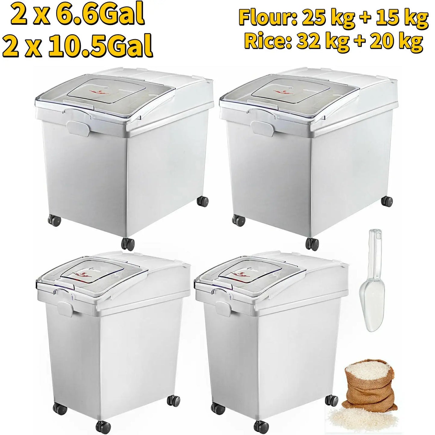 Kitchen Storage Bin w/Wheel & Scoop