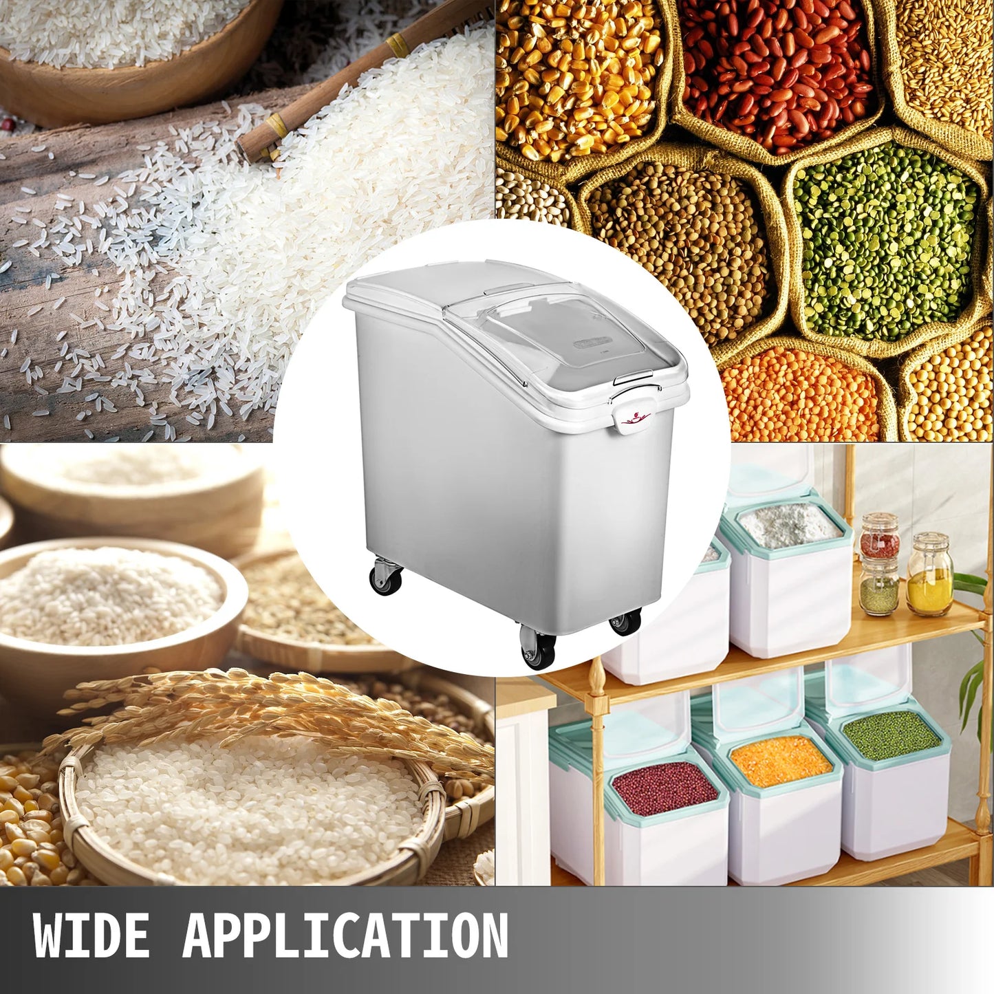 Kitchen Storage Bin w/Wheel & Scoop
