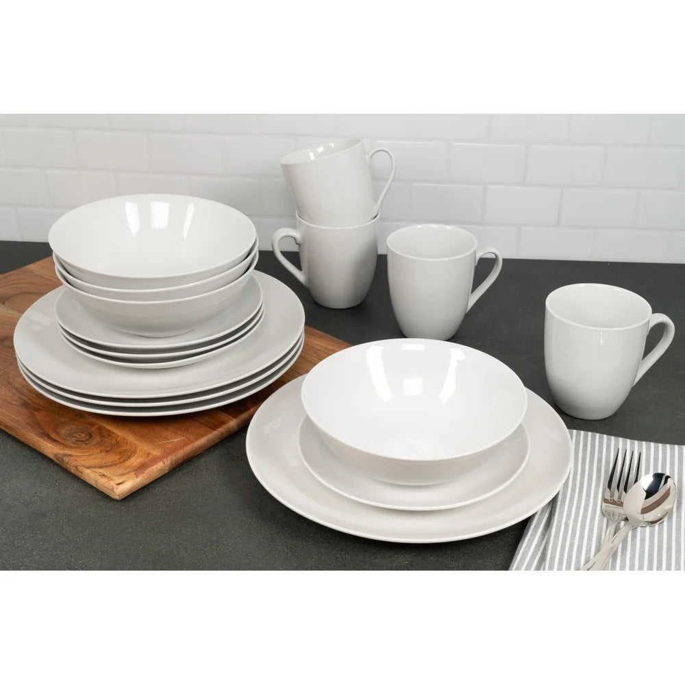 16-Pc Ceramic Dinnerware Set  - Plates, Bowls, & Mugs