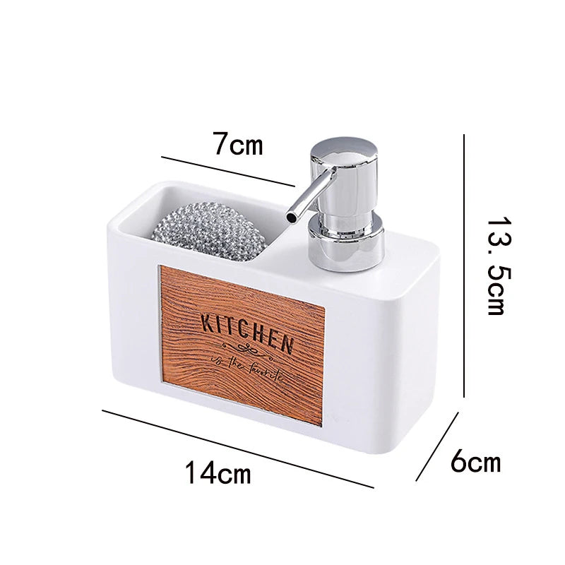 Wood grain soap dispenser/sponge storage