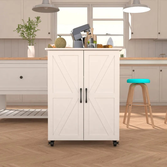 Kitchen Island on Wheels with Storage Cabinet
