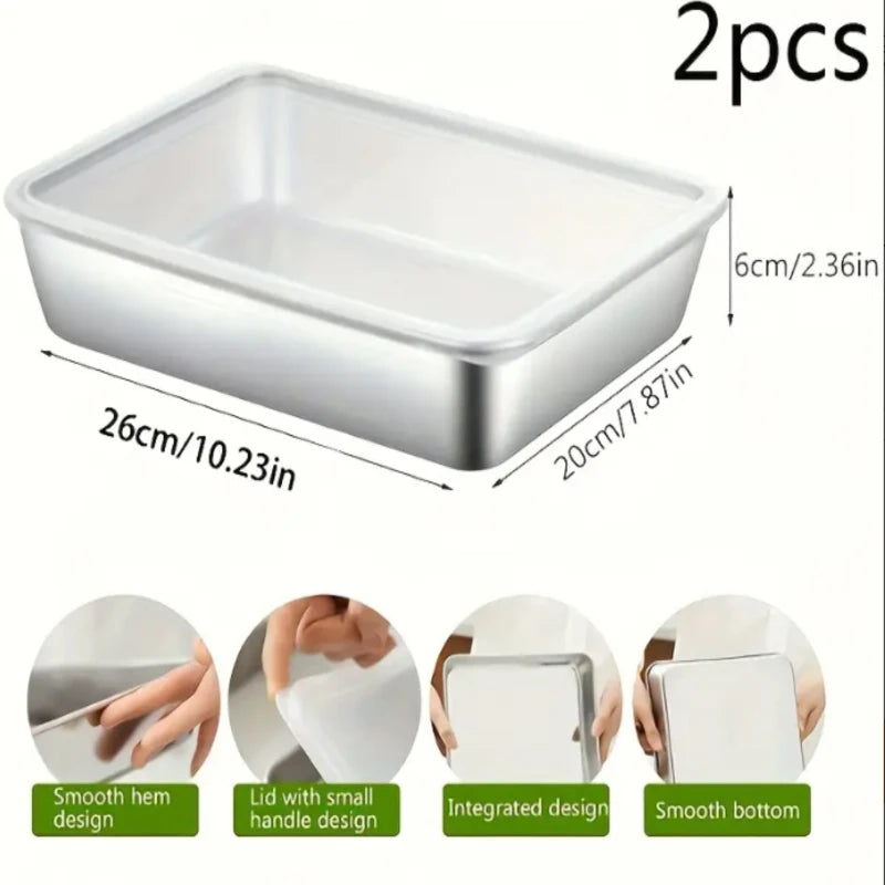 2-Piece Stainless Steel Non-Stick Baking Trays & Lids