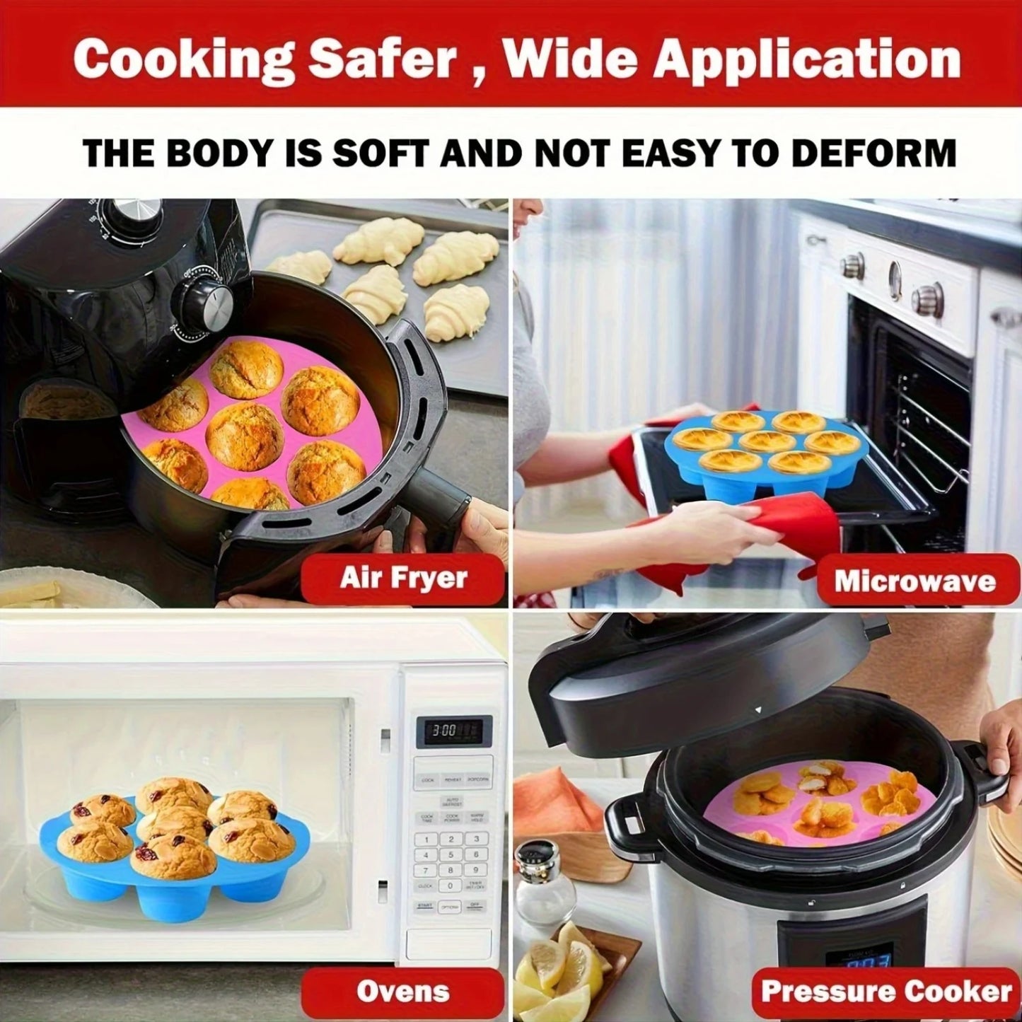 Silicone Egg Bite Molds - 7-Cavity, Non-Stick, Dishwasher Safe