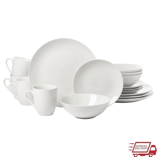 16-Pc Ceramic Dinnerware Set  - Plates, Bowls, & Mugs