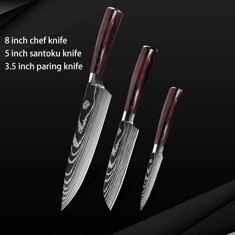 10pc High Carbon Stainless Steel Damascus Knife Set