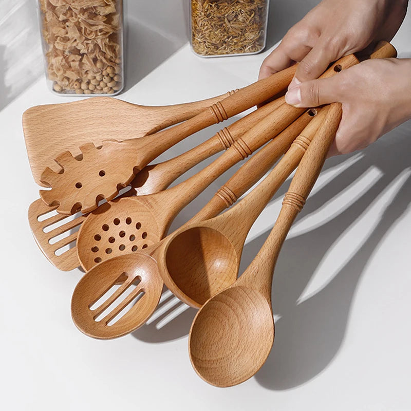 7pcs Bamboo Kitchen Utensils Set
