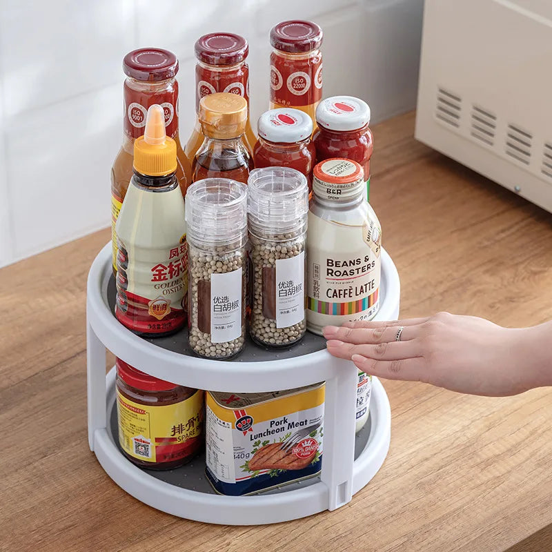 360 degree Rotating Kitchen Condiment Storage Rack