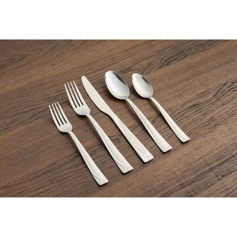 41pc Stainless Steel Flatware Set with Chrome Holder, Service for 8
