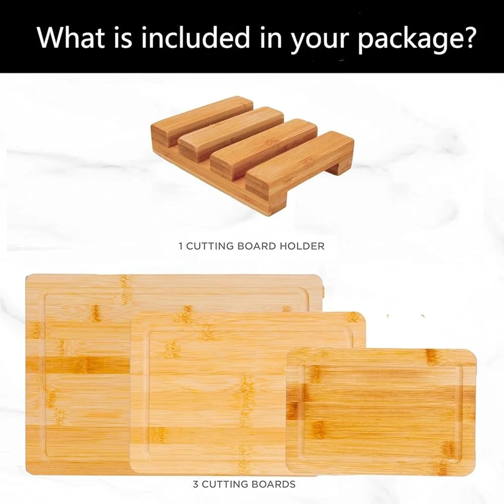 3 Pc Bamboo Cutting Board Set