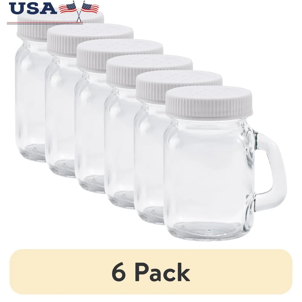 6 Pack Glass Salt Pepper Shaker 4 oz, Hand Wash