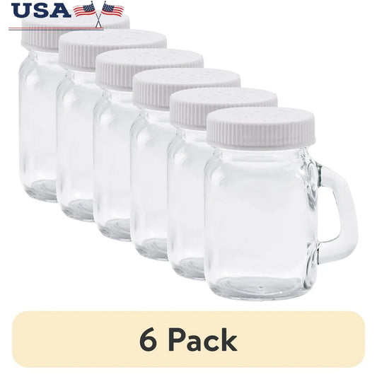 6 Pack Glass Salt Pepper Shaker 4 oz, Hand Wash