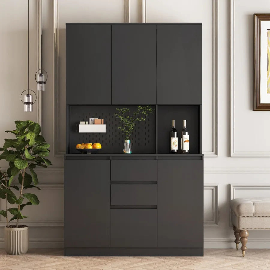 74" Freestanding Kitchen Pantry Cabinet