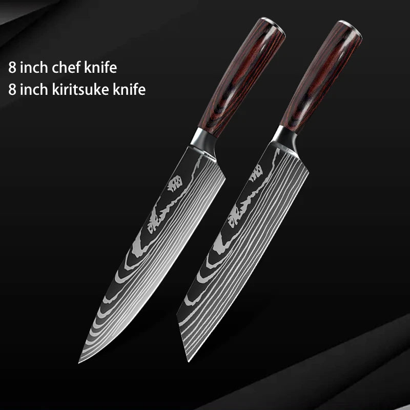 10pc High Carbon Stainless Steel Damascus Knife Set