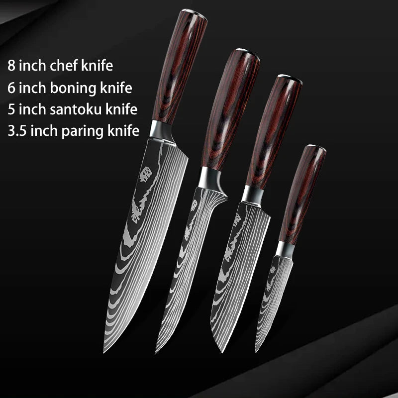 10pc High Carbon Stainless Steel Damascus Knife Set