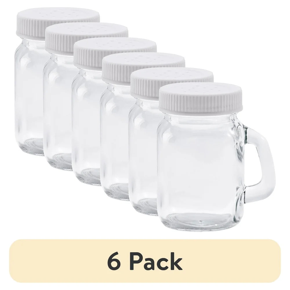 6 Pack Glass Salt Pepper Shaker 4 oz, Hand Wash