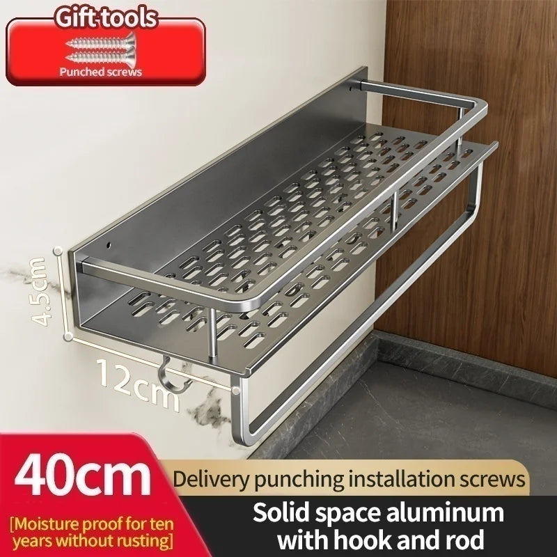Aluminum Wall Mounted Kitchen Shelf Organizer - Rust & Moisture Resistant