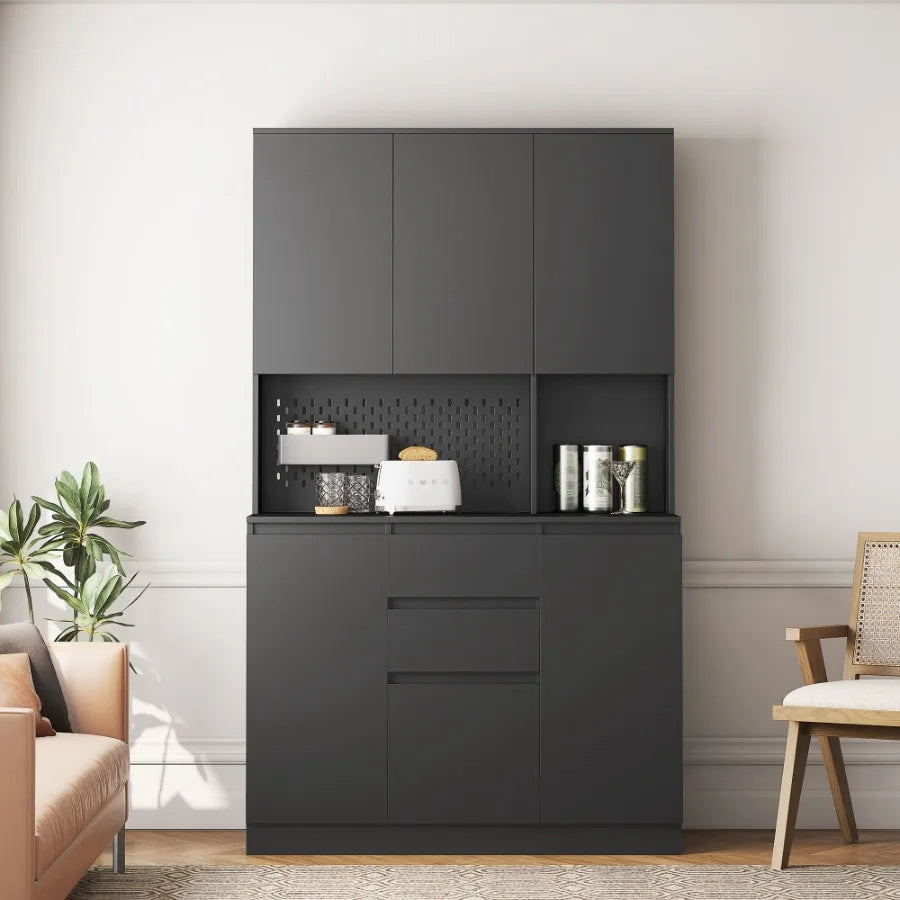 74" Freestanding Kitchen Pantry Cabinet