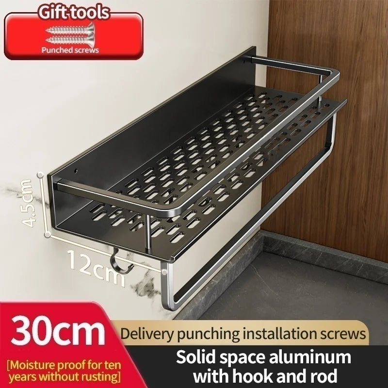Aluminum Wall Mounted Kitchen Shelf Organizer - Rust & Moisture Resistant