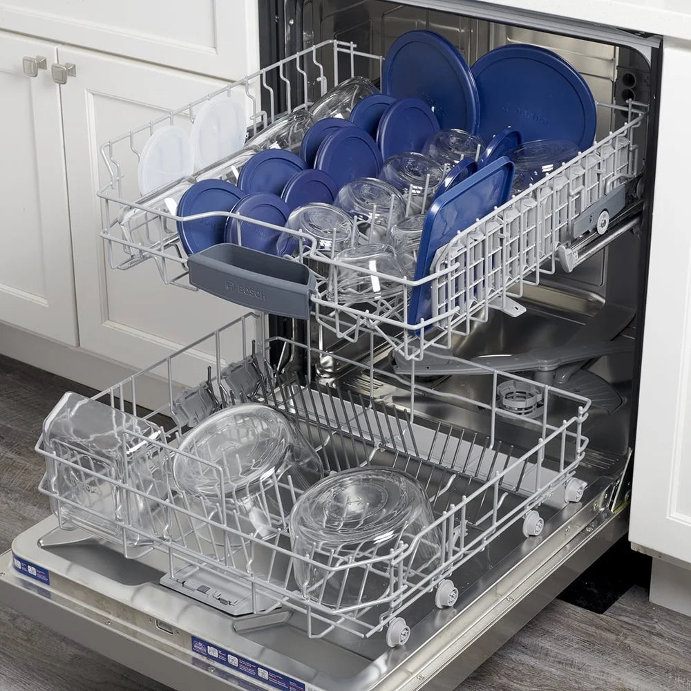 30 Pc Clear Glass Food Storage Container Set  w/ Navy Airtight Lids