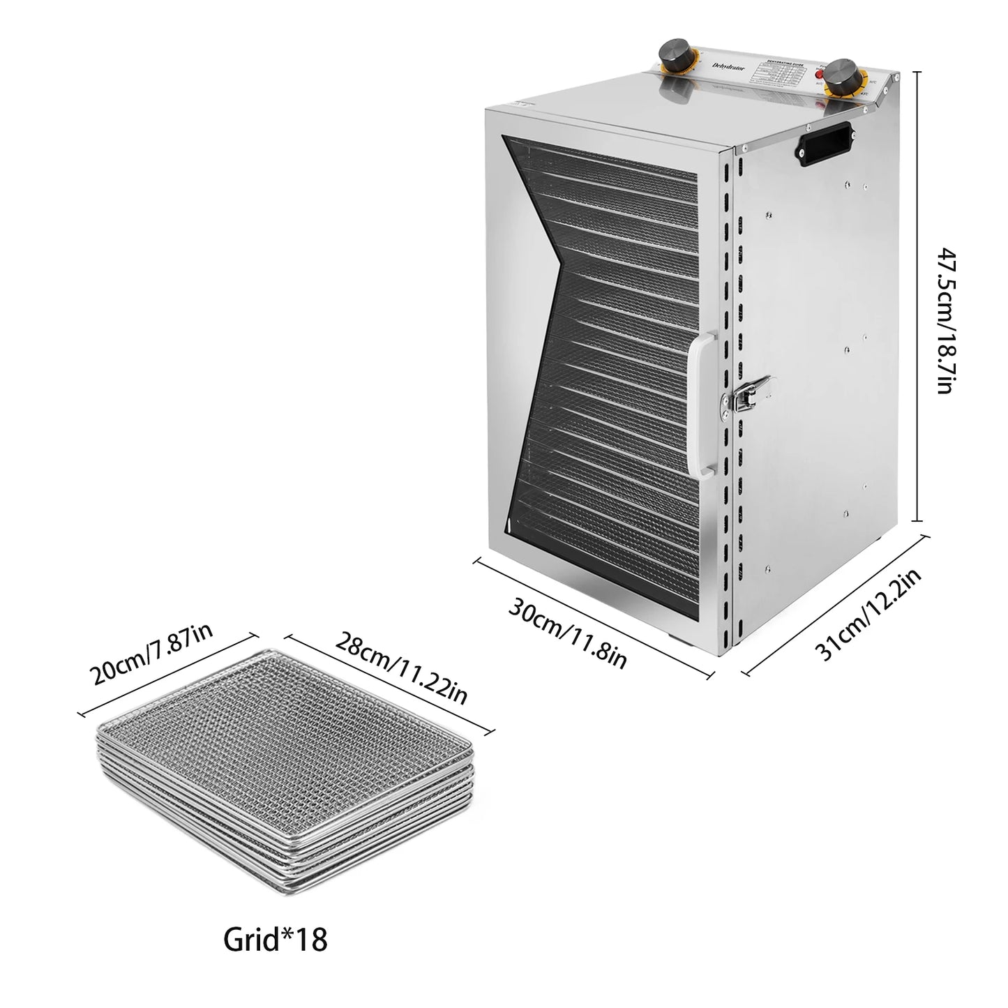 Food Dehydrator w/18 Stainless Steel Trays