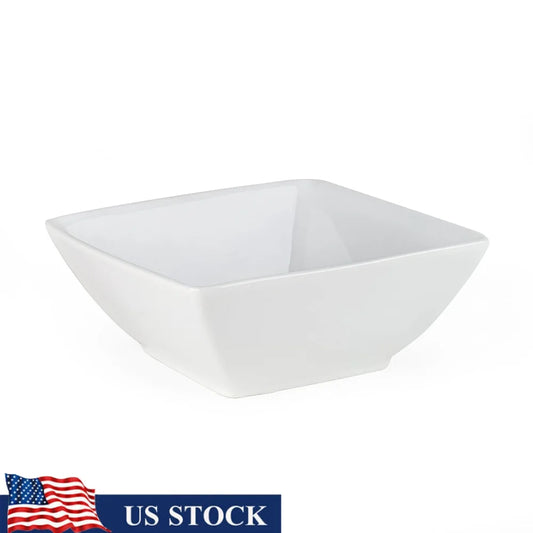 Durable Porcelain Square Bowls, Set of 6