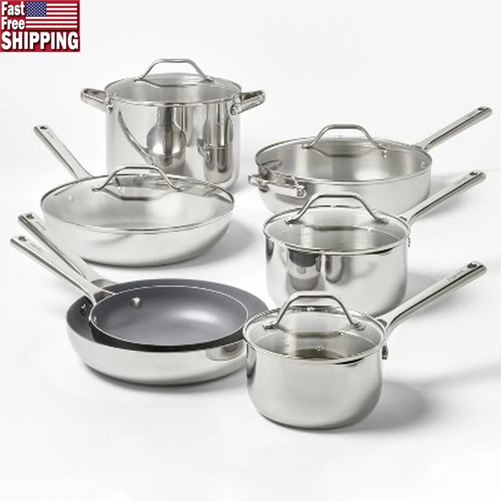 12pc Stainless Steel Nonstick Cookware Set, Oven Safe