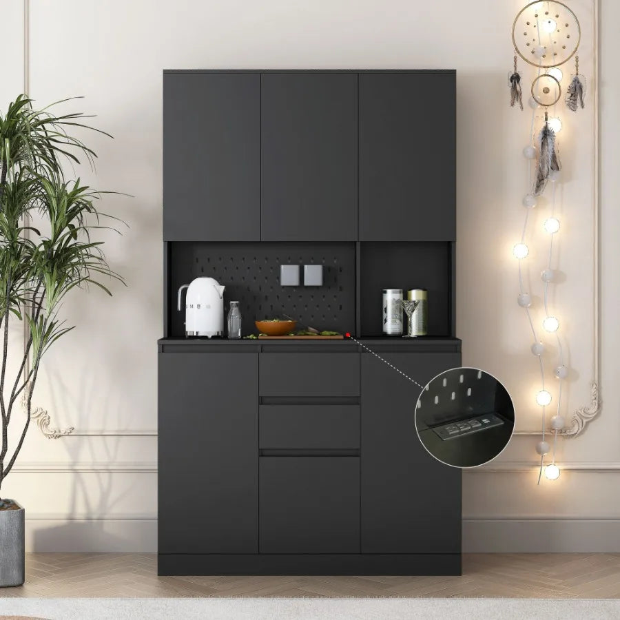 74" Freestanding Kitchen Pantry Cabinet