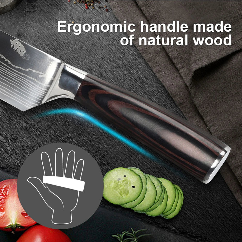 10pc High Carbon Stainless Steel Damascus Knife Set