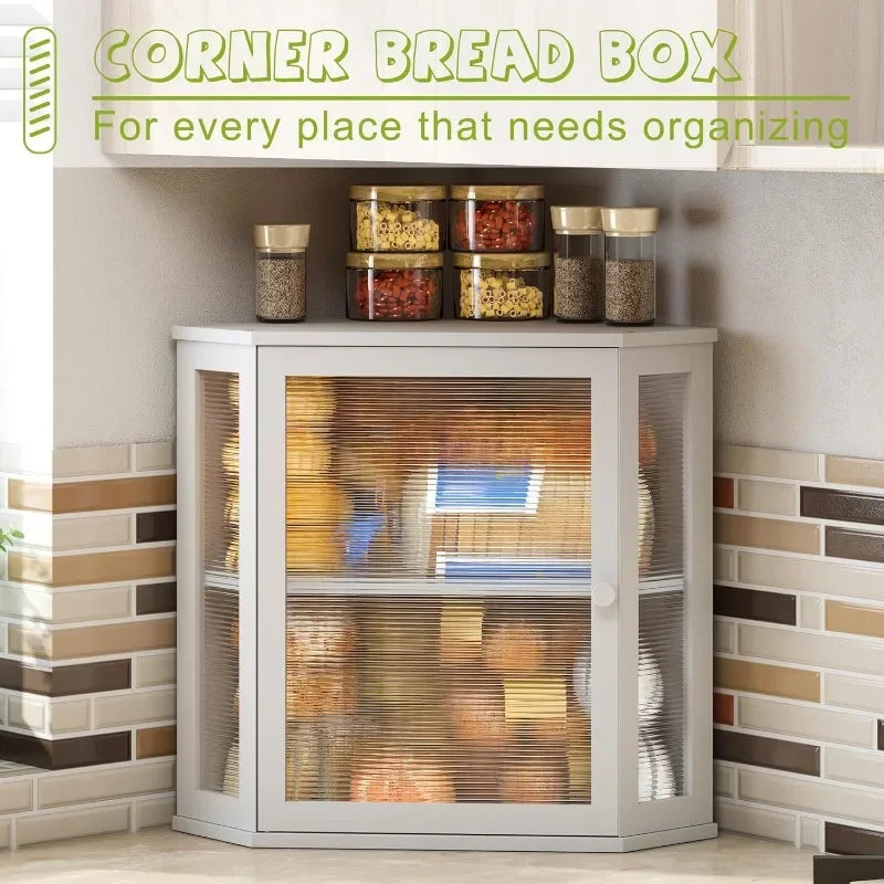 Bamboo Corner Bread Box for Kitchen Countertop