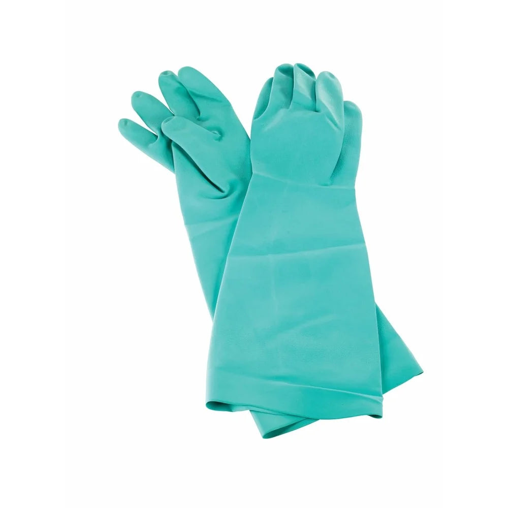 Elbow-Length Dishwashing Gloves, Rubber Textured Grip, Cotton Lined