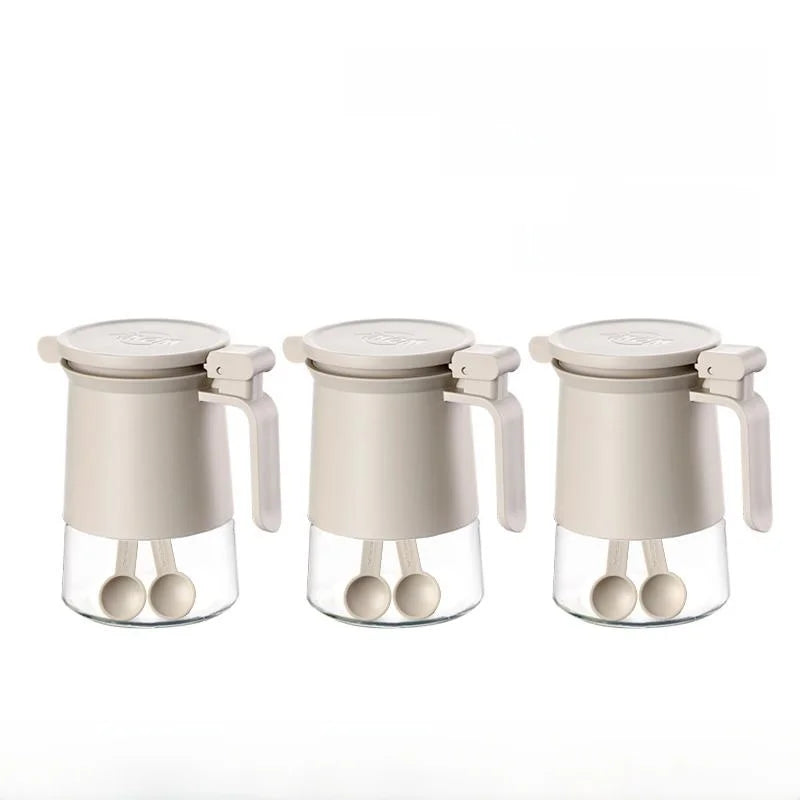 Glass Sugar Jar, Moisture Proof with Spoon