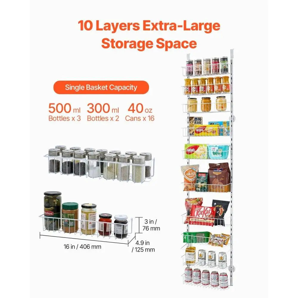 10 Tier Over Door Pantry Storage
