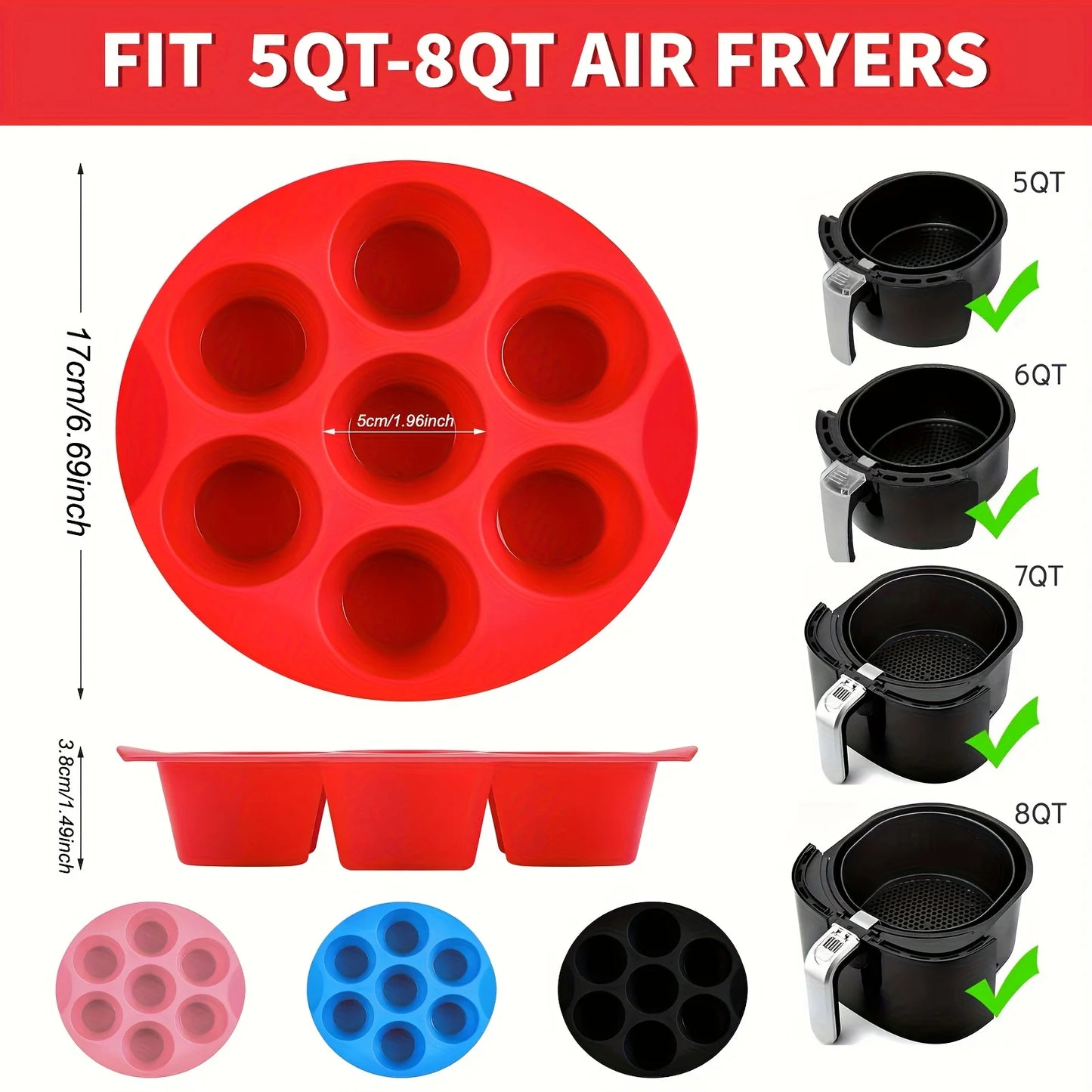 Silicone Egg Bite Molds - 7-Cavity, Non-Stick, Dishwasher Safe