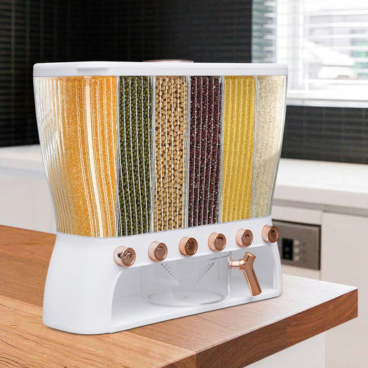 Multi Container Dry Food Dispenser, Large Capacity w/Removable Lid