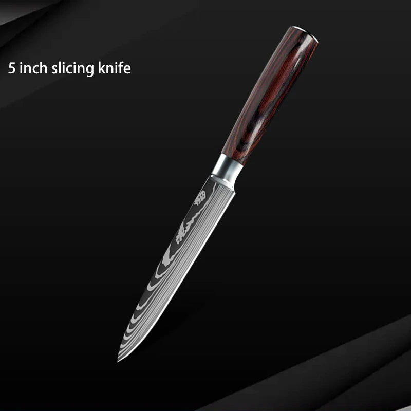 10pc High Carbon Stainless Steel Damascus Knife Set