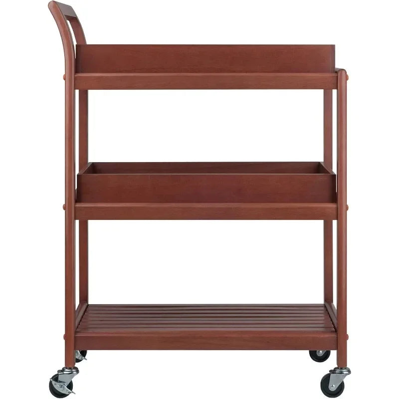 Storage Cart w/ 2 removable serving trays,Walnut