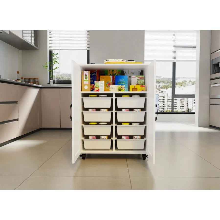 Kitchen Island on Wheels with Storage Cabinet