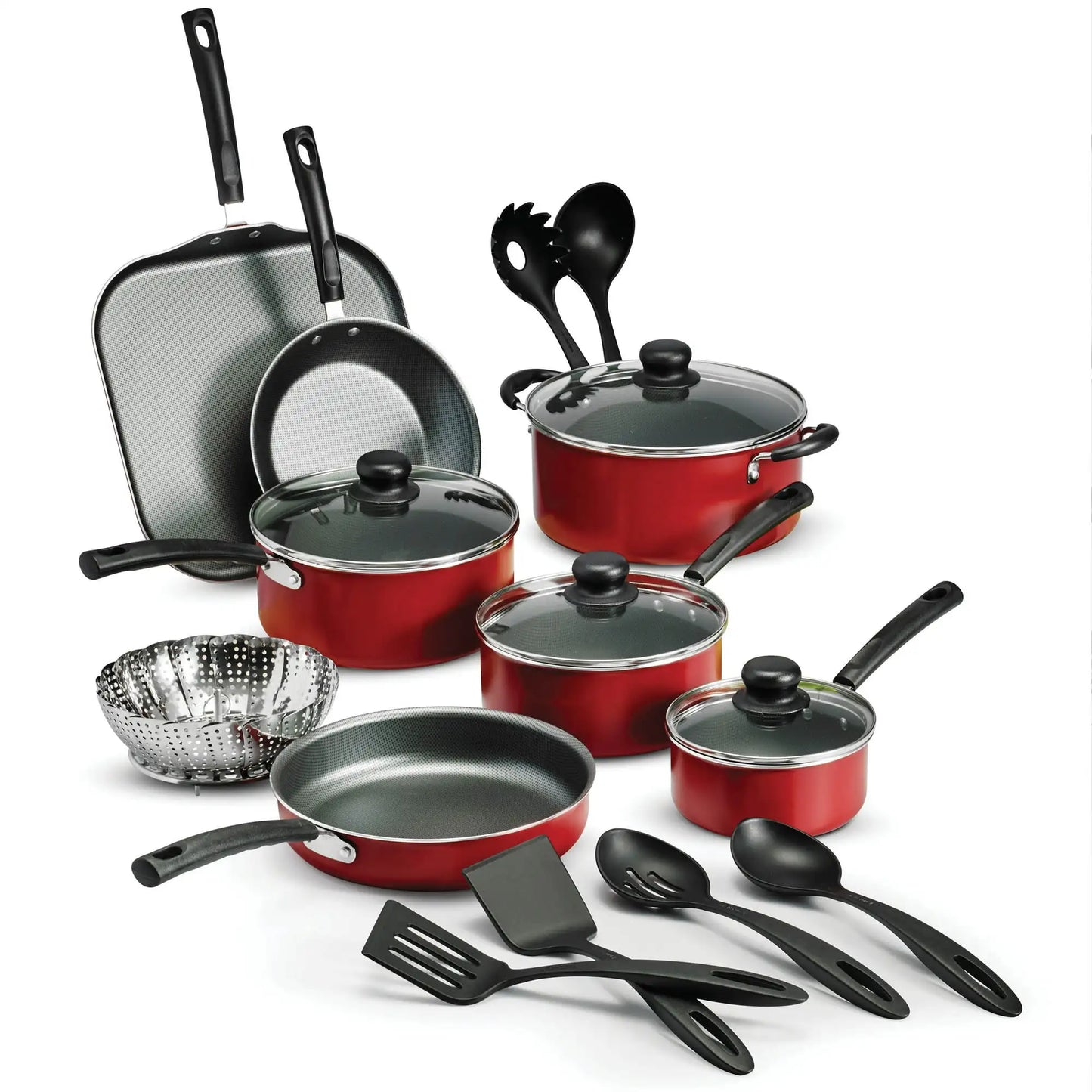 18 Pc Nonstick Stainless Steel Cookware Set w/Utensils