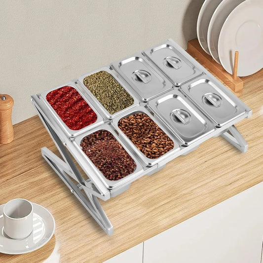 Expandable Stainless Steel Condiment Pans w/Lids