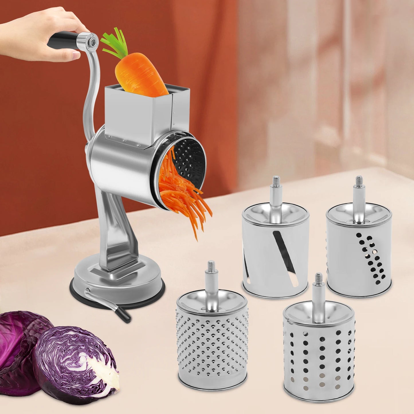 5-Blade Stainless Steel Rotary Vegetable Grater