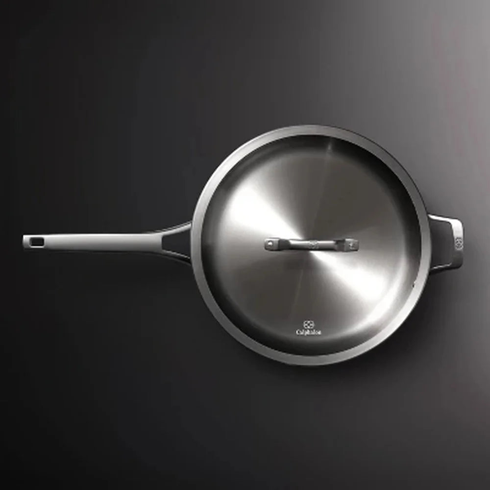 5qt Stainless Steel Saute Pan with Tempered Glass Lid, Oven Safe, Heavy Gauge Aluminum Core