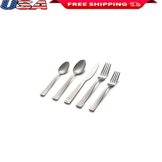 41pc Stainless Steel Flatware Set with Chrome Holder, Service for 8