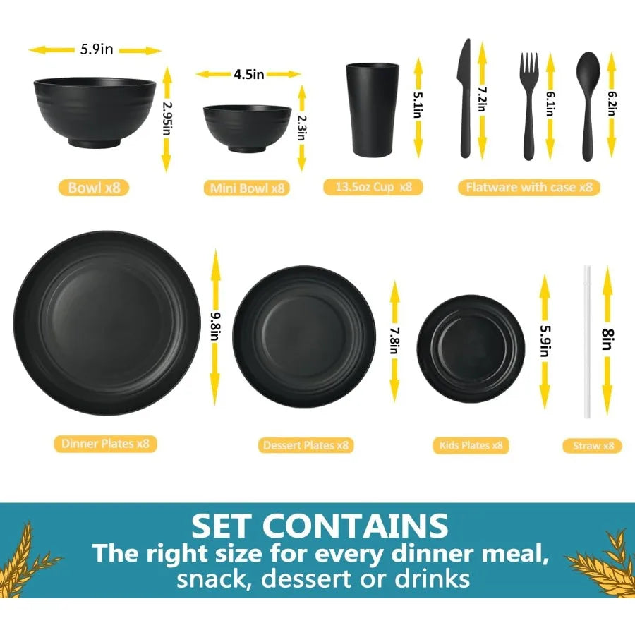 80 Pc Plastic Dinnerware Set for 8