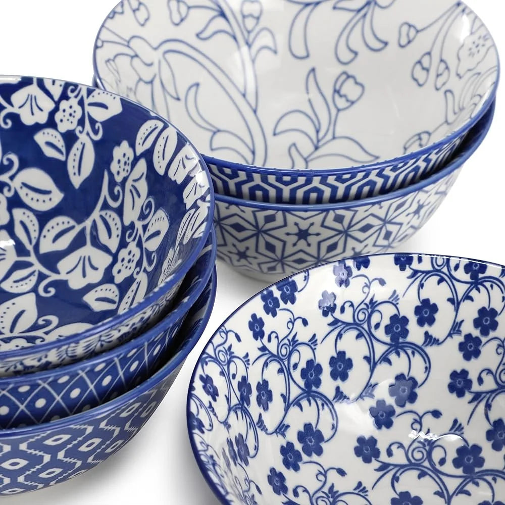 6 Piece 20 Ounce Porcelain Footed Bowl Set