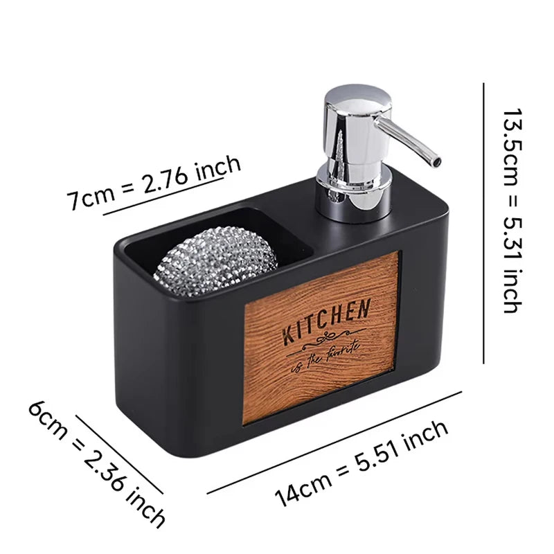 Wood grain soap dispenser/sponge storage