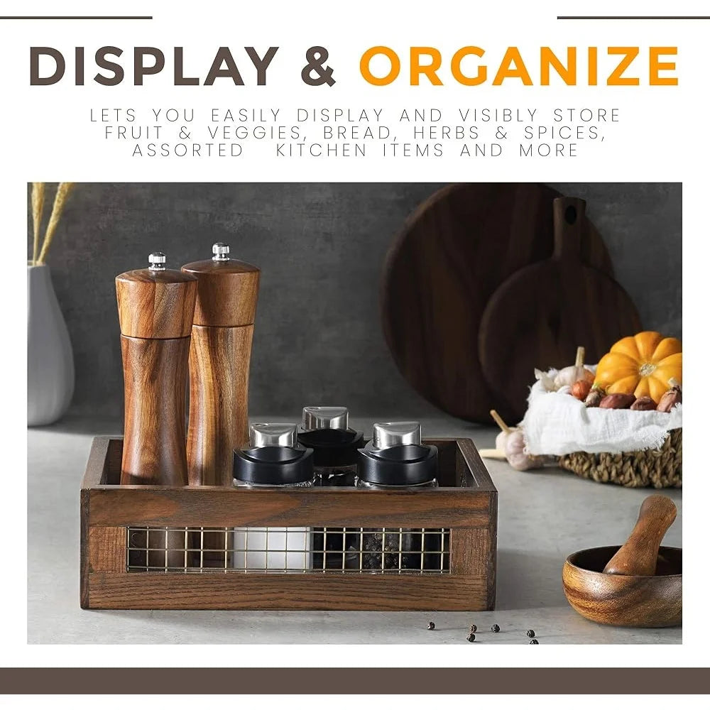 Wooden Countertop Baskets, Set of 2