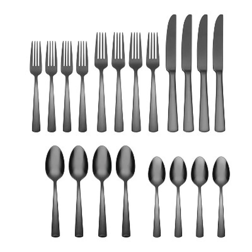 20pc Stainless Steel Flatware Set, Glossy Finish, Service for 4