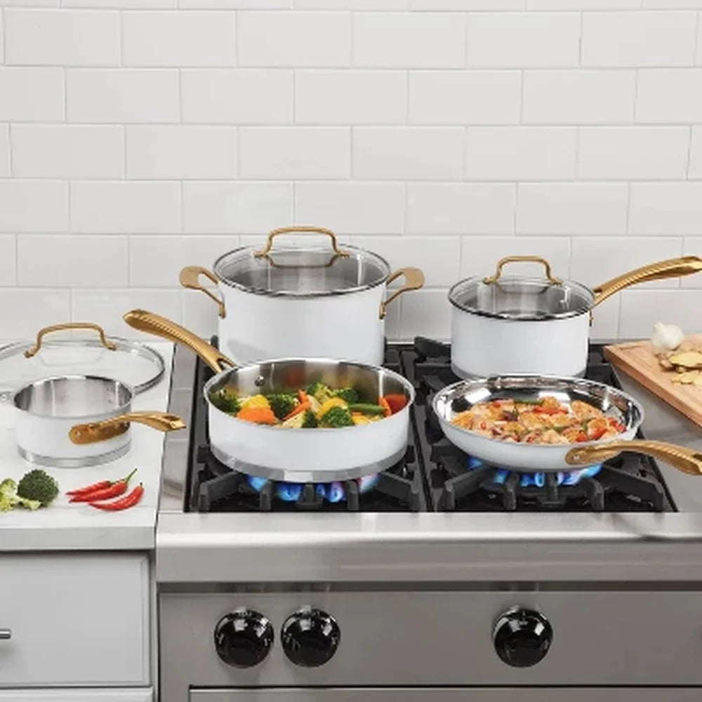 8pc Stainless Steel Cookware, Oven Safe, Dishwasher