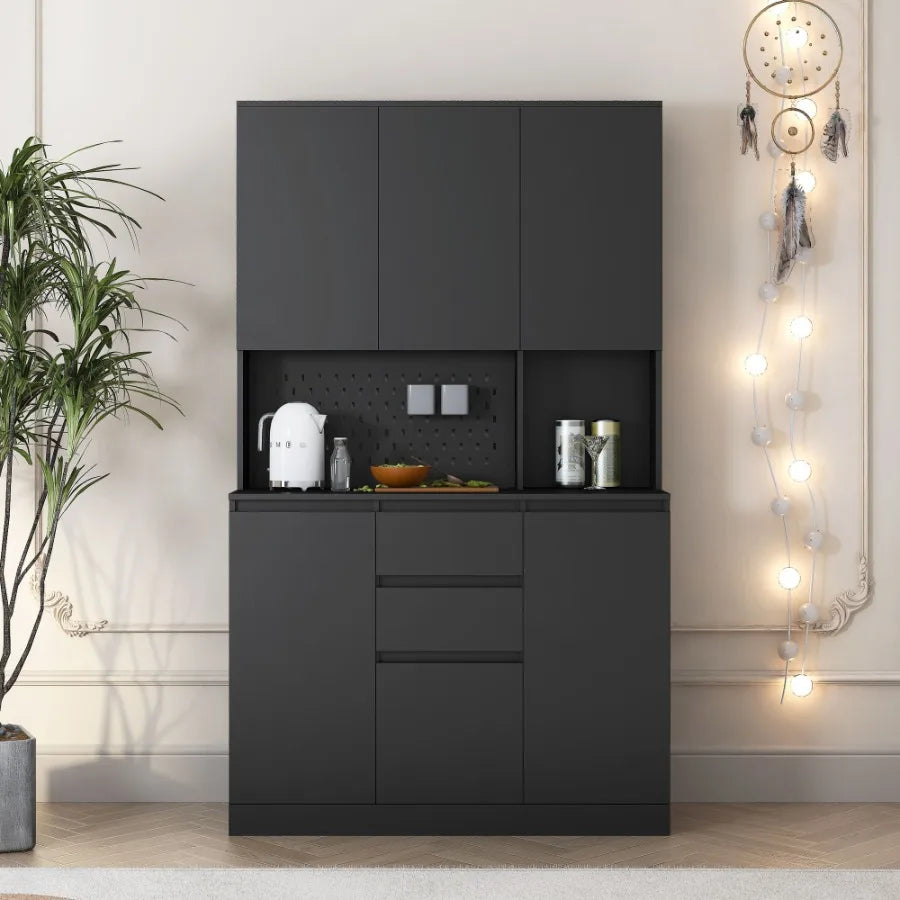 74" Freestanding Kitchen Pantry Cabinet